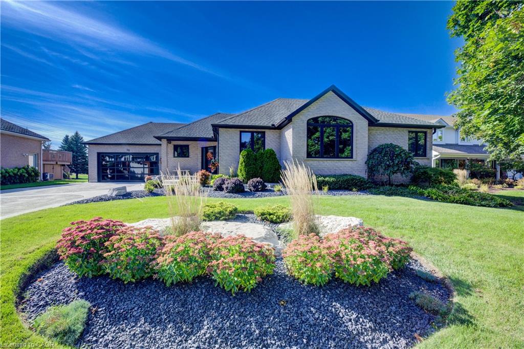 Brick bungalow with gold hour curb appeal