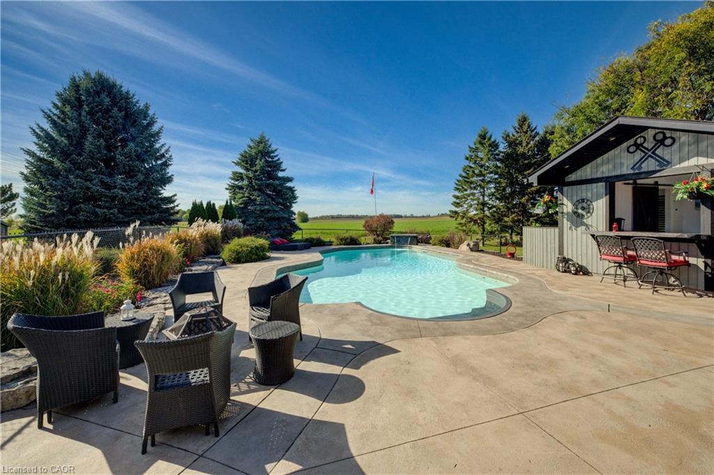 Backyard pool and outdoor living area